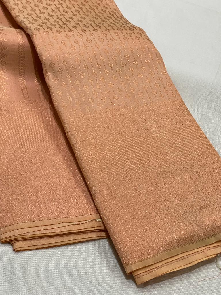 PEACH AND GOLD  KANCHI SAREES