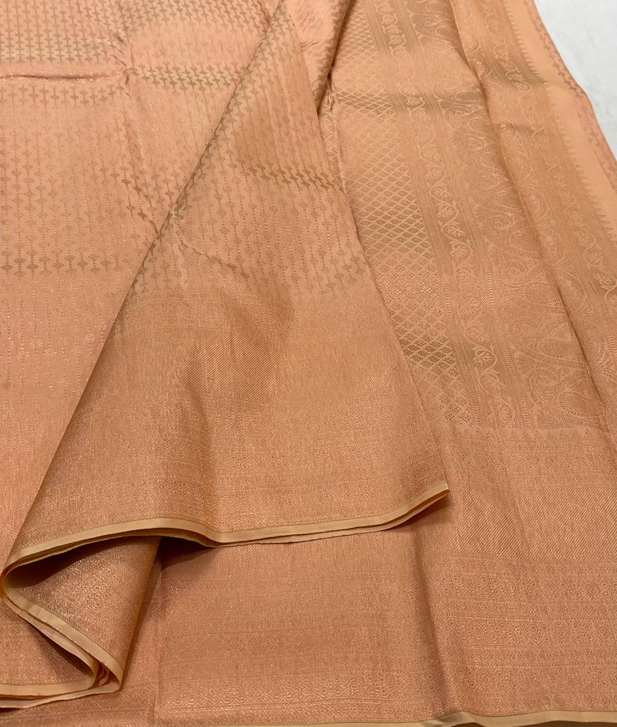 PEACH AND GOLD  KANCHI SAREES