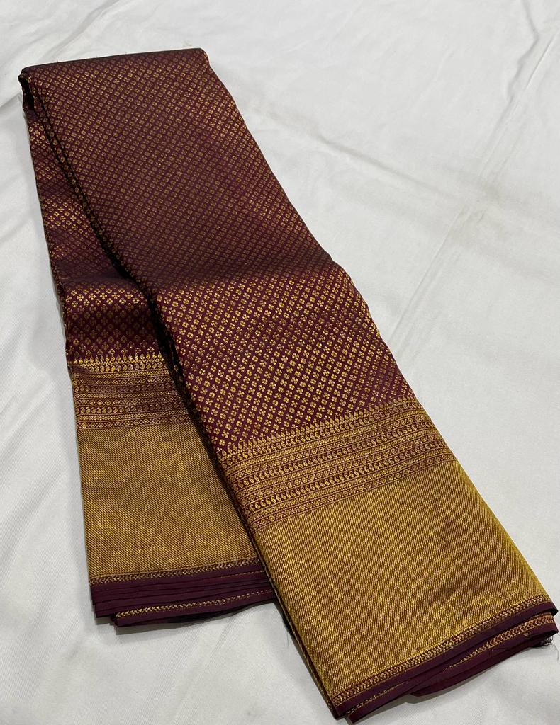 BROWNISH MAROON AND GOLD  KANCHI SAREES