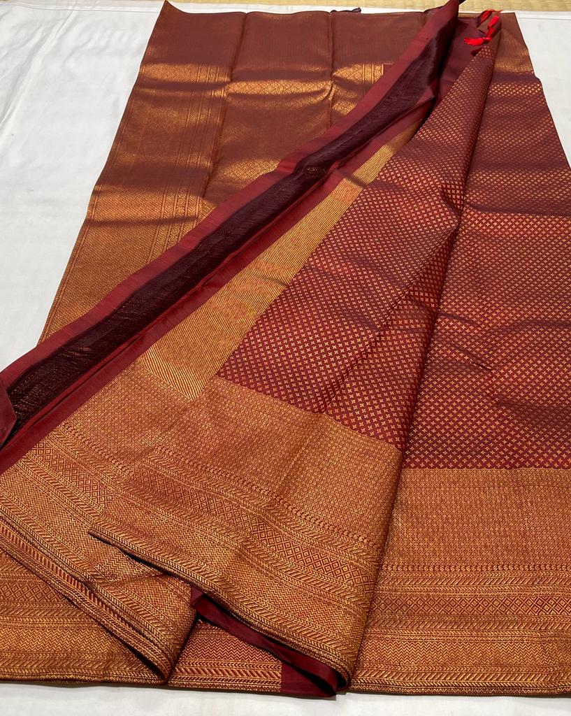 MAROON AND GOLD  KANCHI SAREES