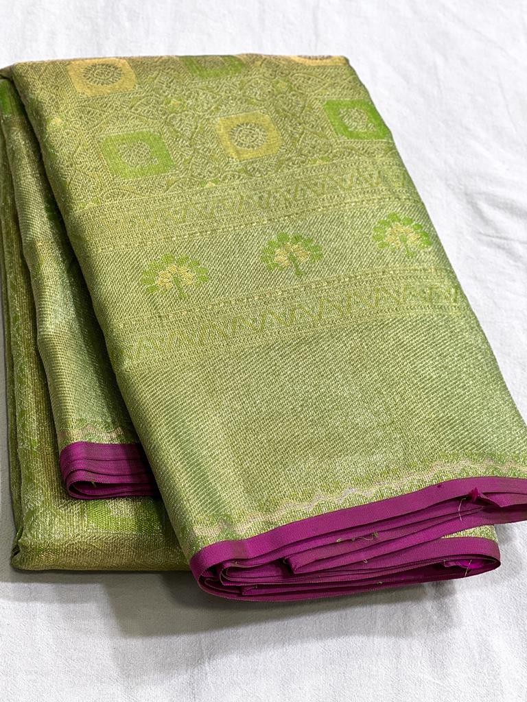 GREEN / GOLD MAGENTA PINK  KANCHI SAREES