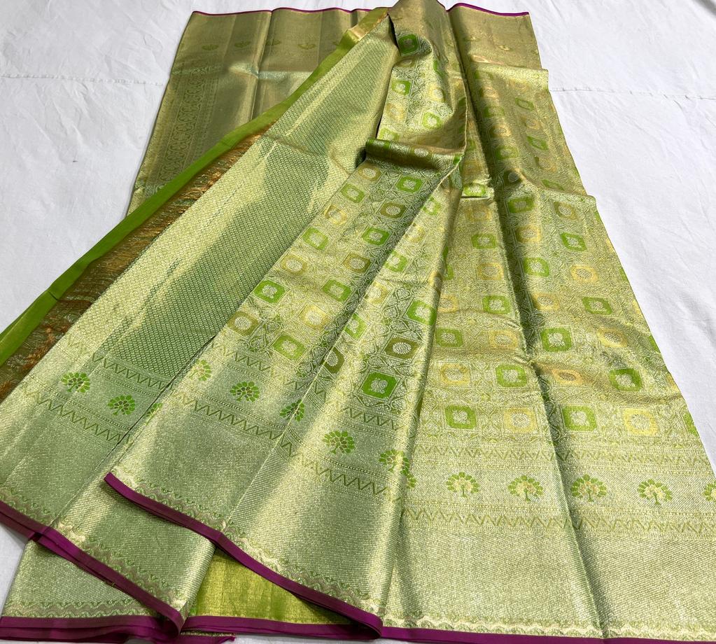 GREEN / GOLD MAGENTA PINK  KANCHI SAREES