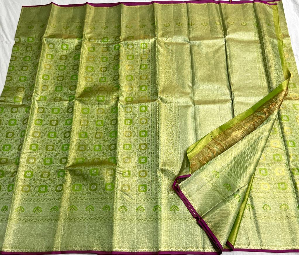 GREEN / GOLD MAGENTA PINK  KANCHI SAREES