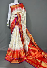 CONTRAST BORDER IKAT SILK SAREES