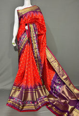 CONTRAST BORDER IKAT SILK SAREES