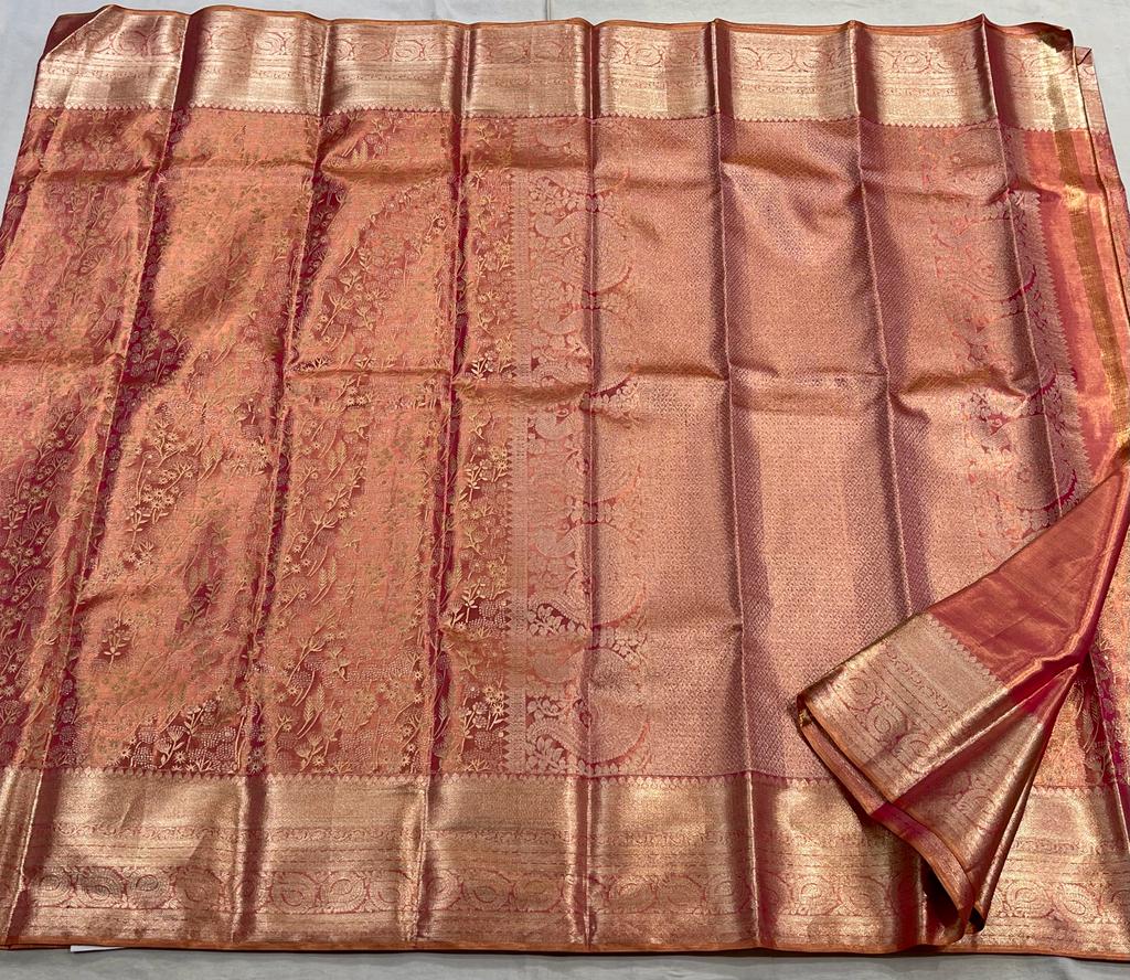 PEACH PINK KANCHI SAREE