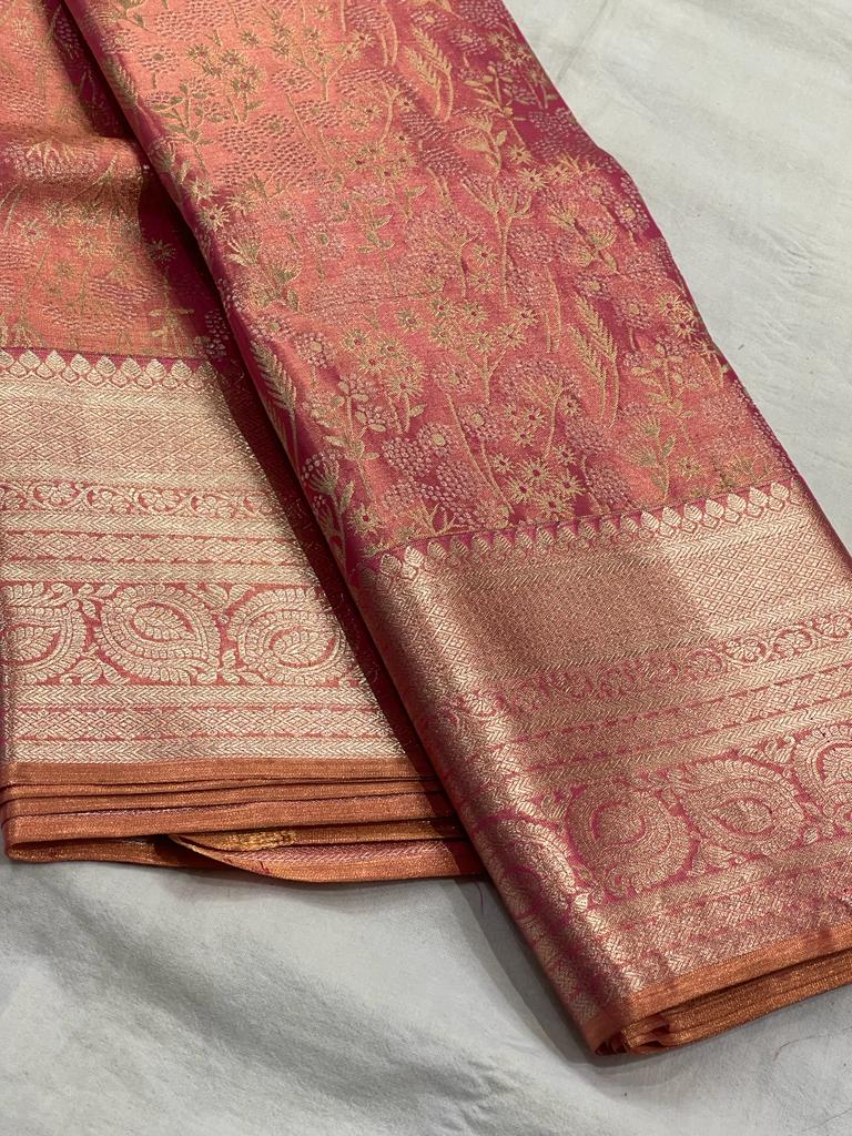 PEACH PINK KANCHI SAREE