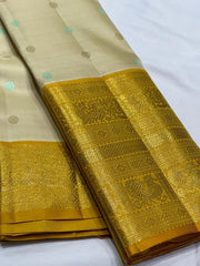 CREAM / YELLOW BRIDAL KANCHI SAREE