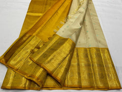 CREAM / YELLOW BRIDAL KANCHI SAREE