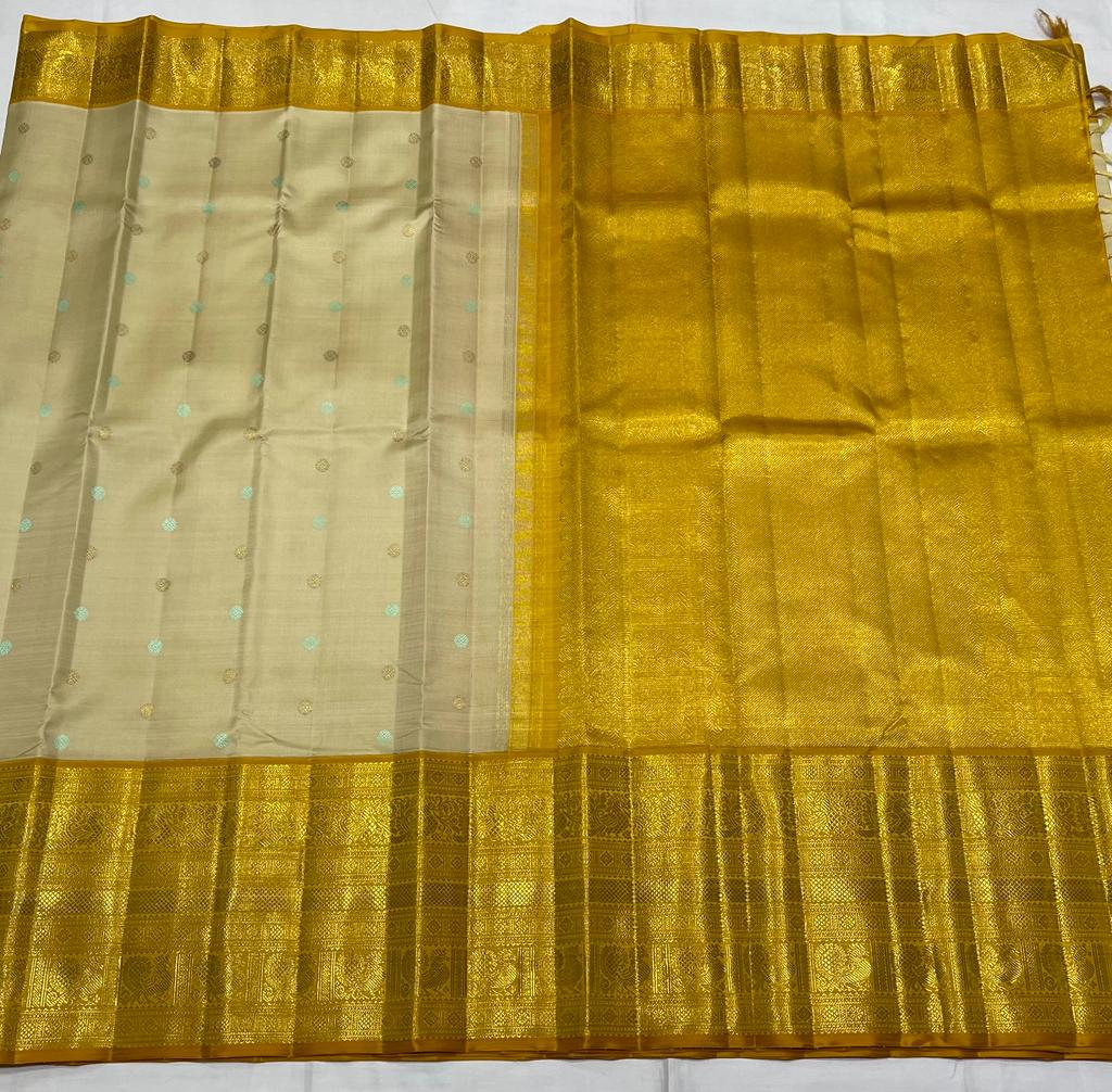 CREAM / YELLOW BRIDAL KANCHI SAREE