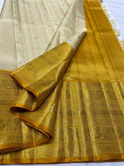 CREAM / YELLOW BRIDAL KANCHI SAREE