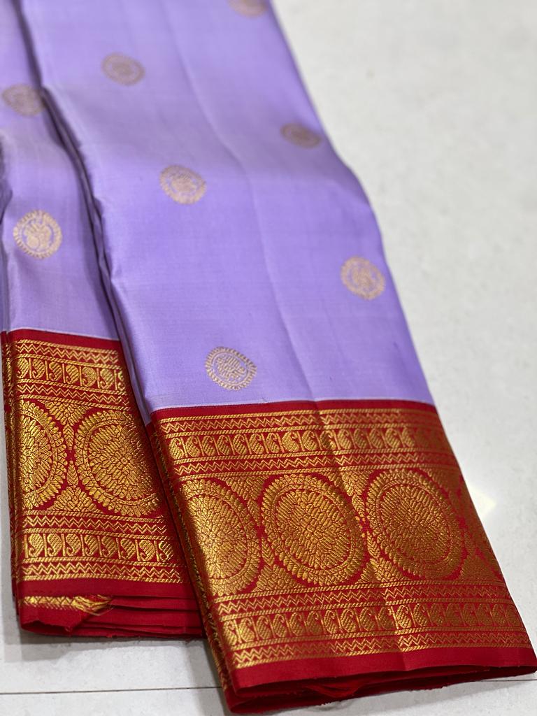 LAVENDER / RED  KANCHI SAREES