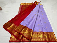 LAVENDER / RED  KANCHI SAREES