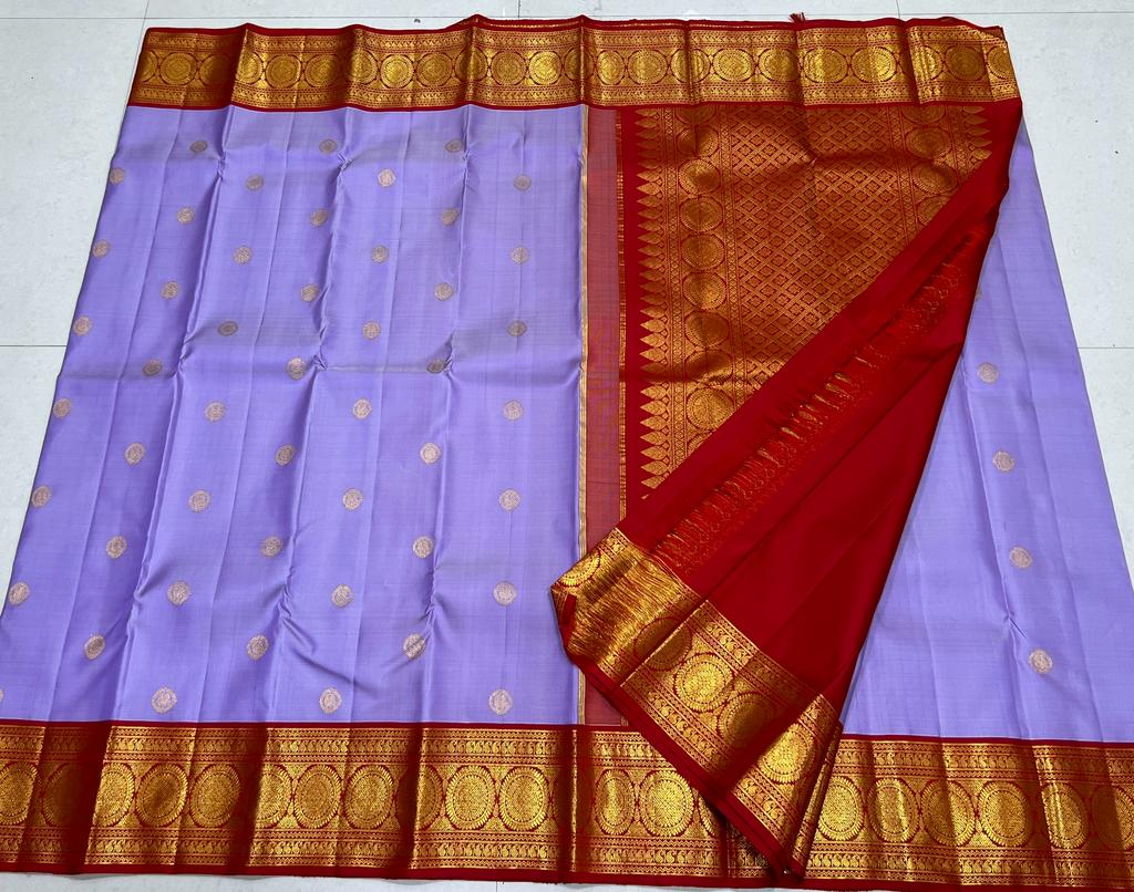 LAVENDER / RED  KANCHI SAREES