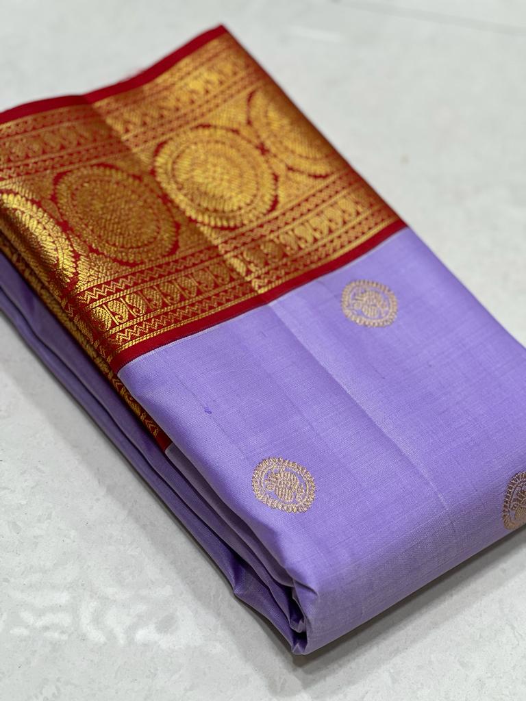 LAVENDER / RED  KANCHI SAREES