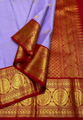 LAVENDER / RED  KANCHI SAREES