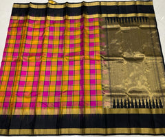 PINK / BLACK CHECKS KANCHI SAREES