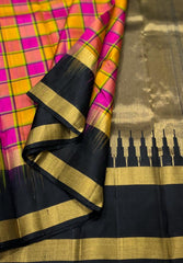 PINK / BLACK CHECKS KANCHI SAREES