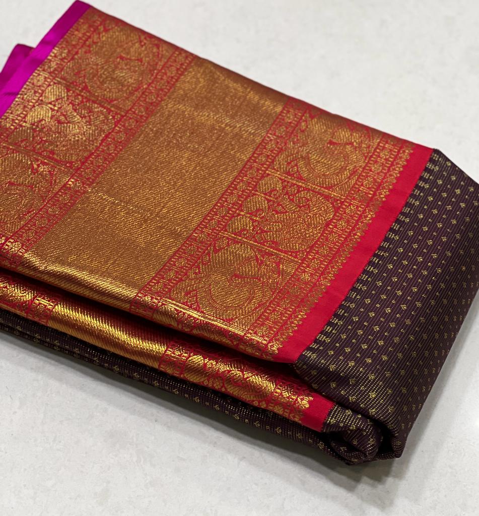 BROWN / RED  KANCHI SAREES