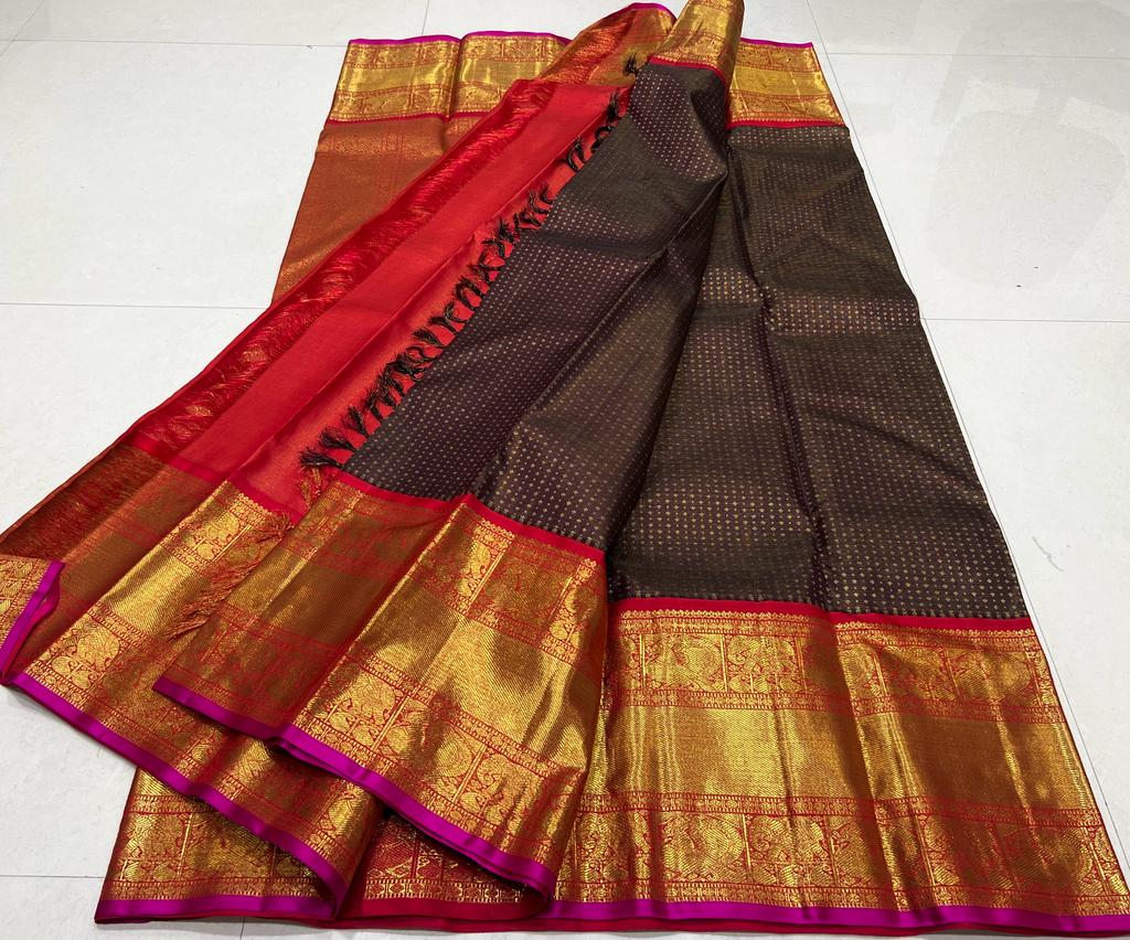 BROWN / RED  KANCHI SAREES