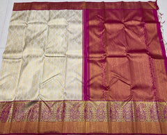 WHITE / PINK BRIDAL KANCHI SAREE