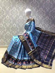 BLUE / BLACK IKAT SILK SAREE