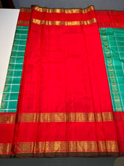 GREEN / RED  KANCHI SAREE