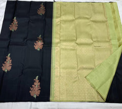 BLACK BORDERLESS SAREES