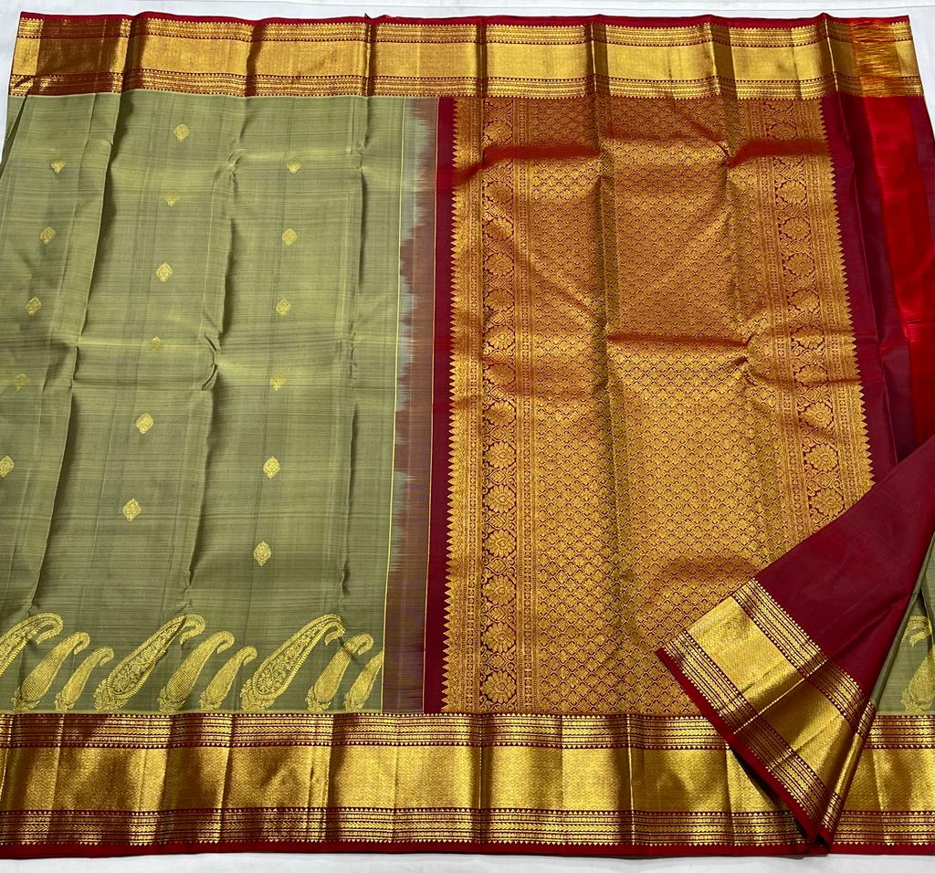 DARK GREEN KANCHI SAREES