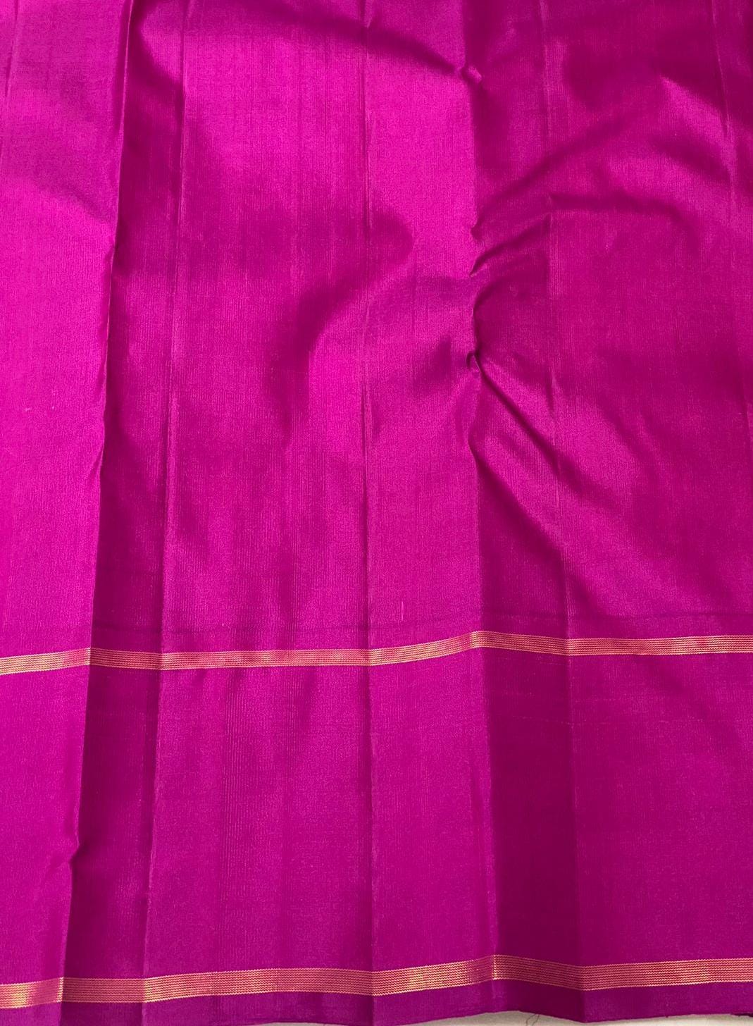 YELLOW / PINK TEMPLE  SILK SAREE