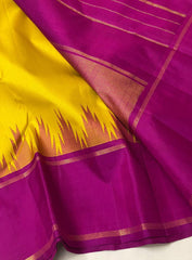 YELLOW / PINK TEMPLE  SILK SAREE