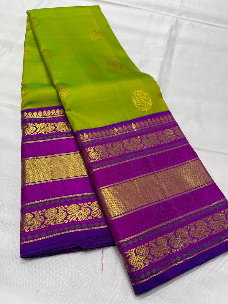 GREEN / PURPLE  KANCHI SAREES