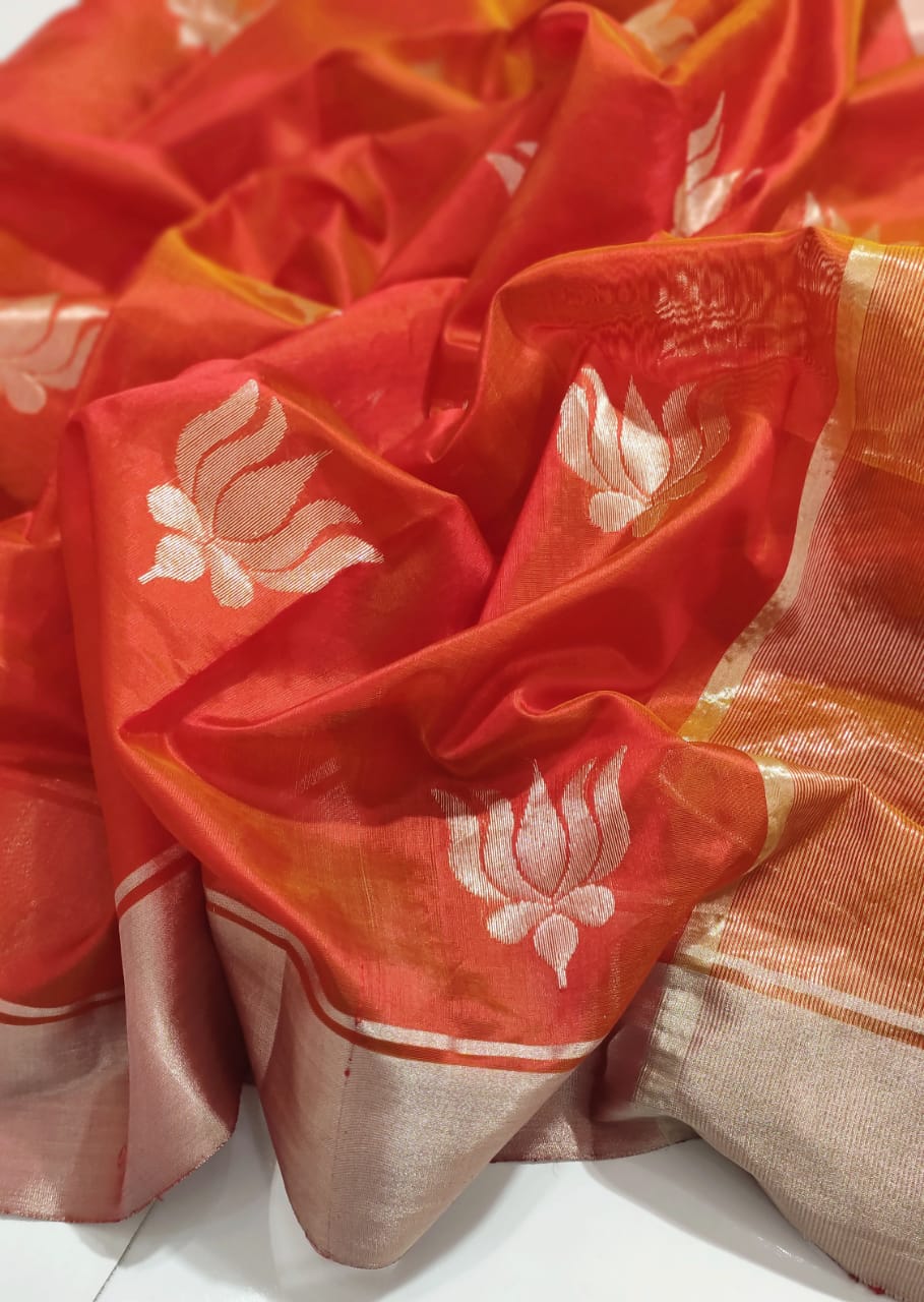 ORANGE CHANDERI SAREE