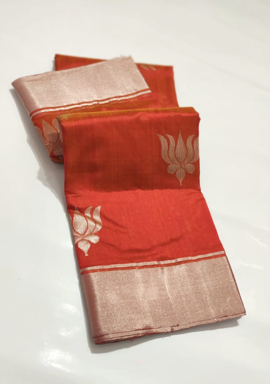 ORANGE CHANDERI SAREE