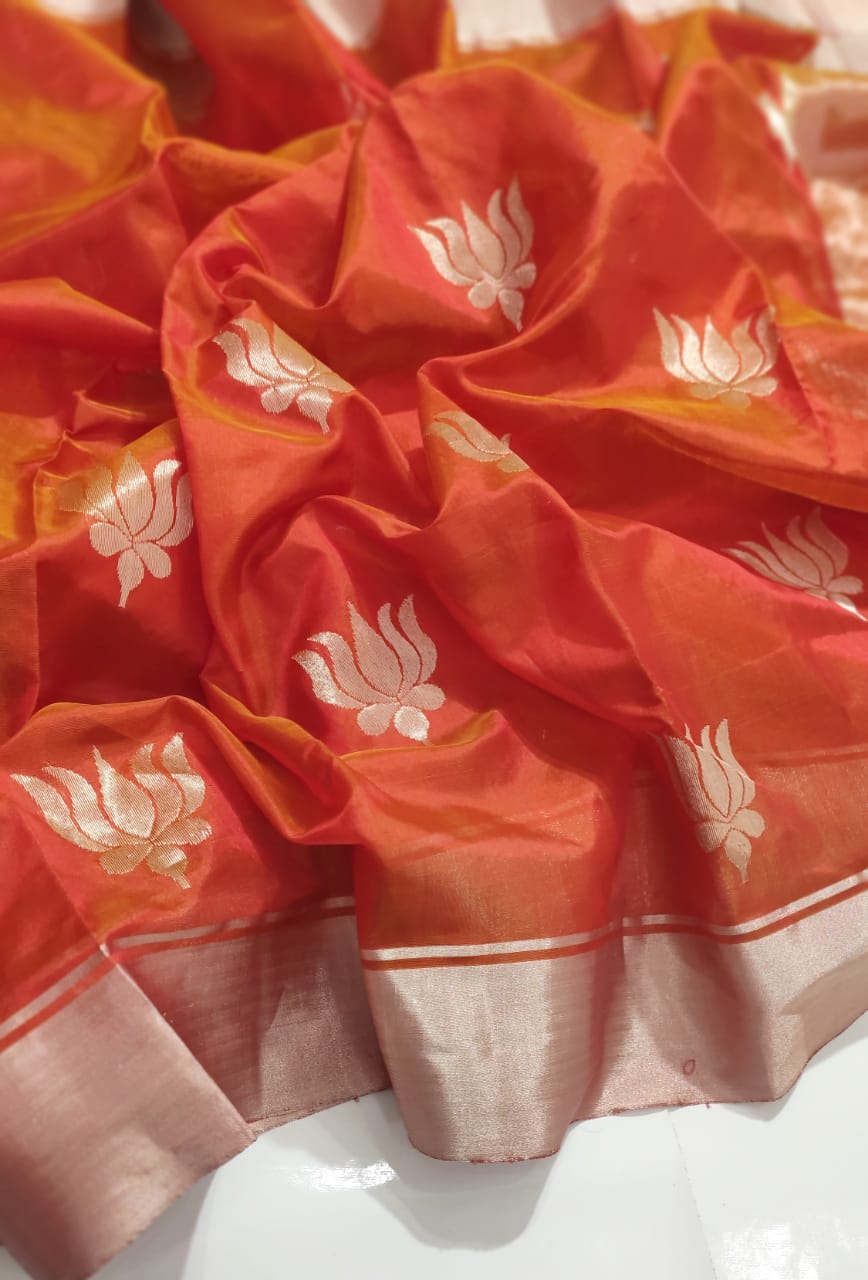 ORANGE CHANDERI SAREE