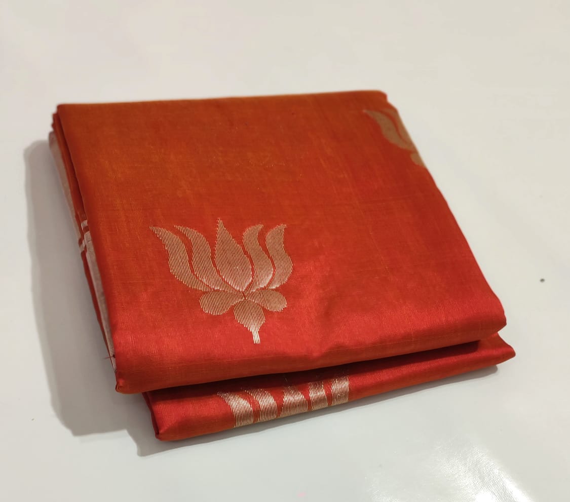 ORANGE CHANDERI SAREE