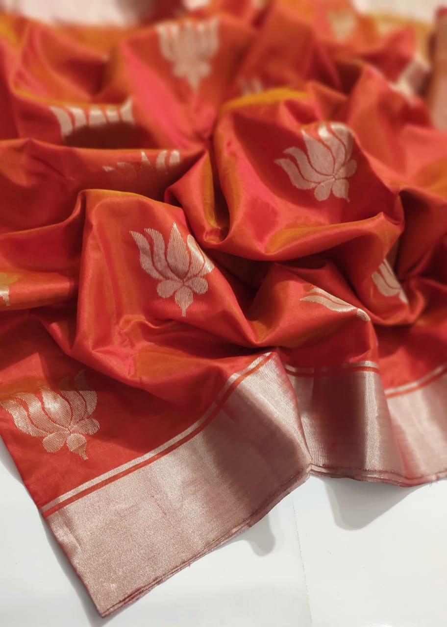 ORANGE CHANDERI SAREE