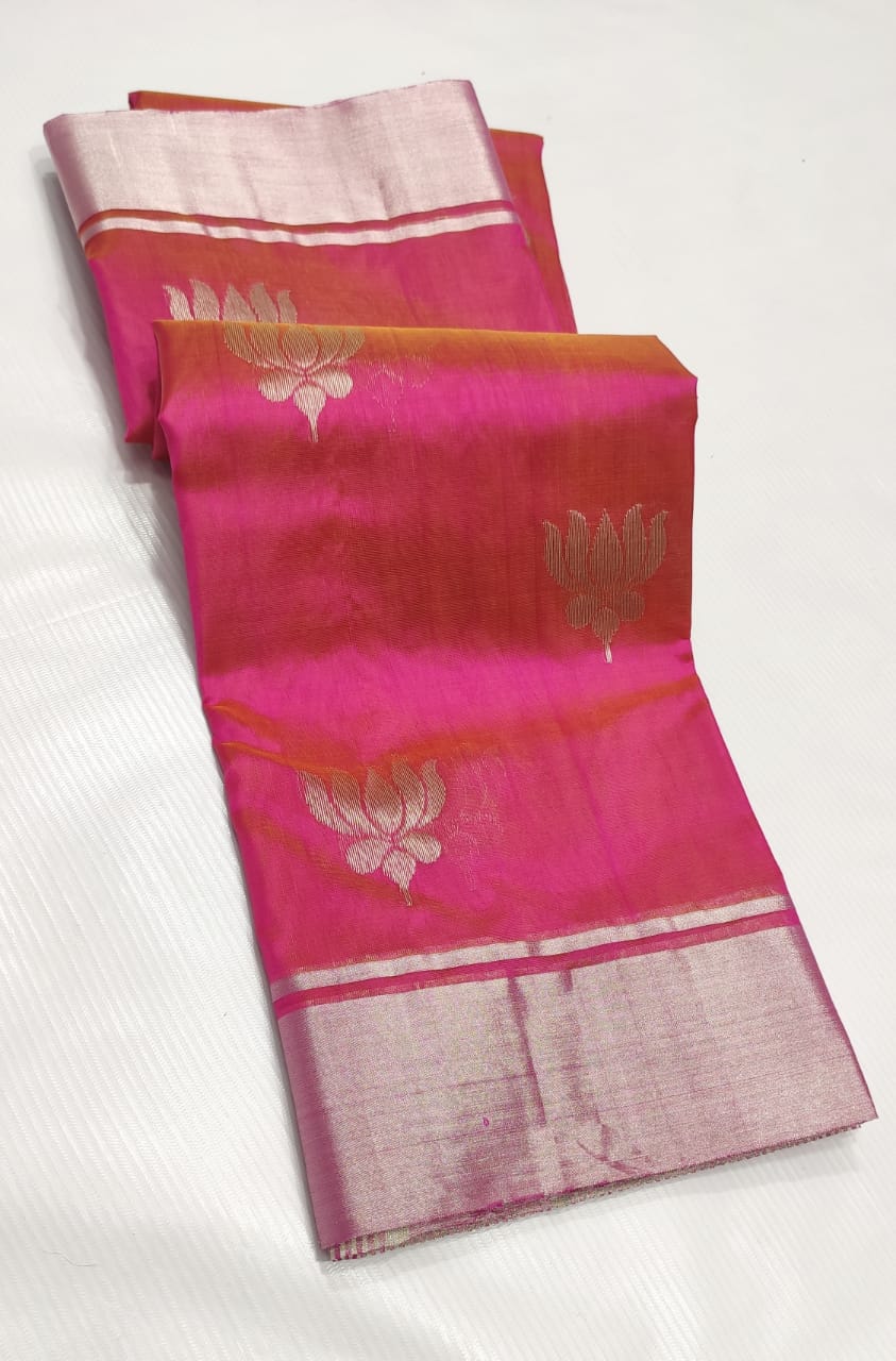 PINK LOTUS CHANDERI SAREE