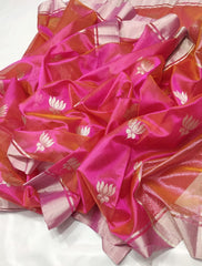 PINK LOTUS CHANDERI SAREE