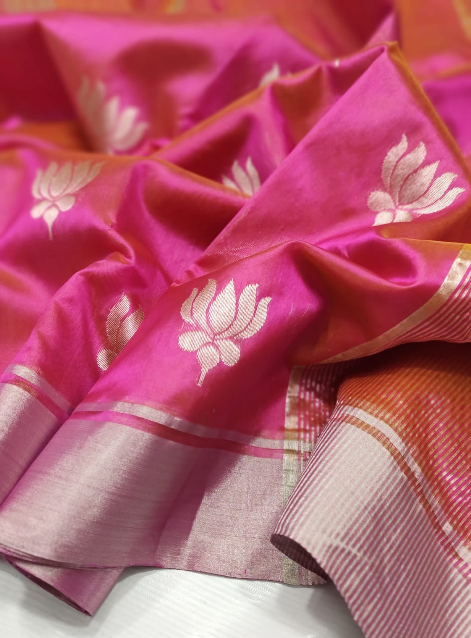 PINK LOTUS CHANDERI SAREE