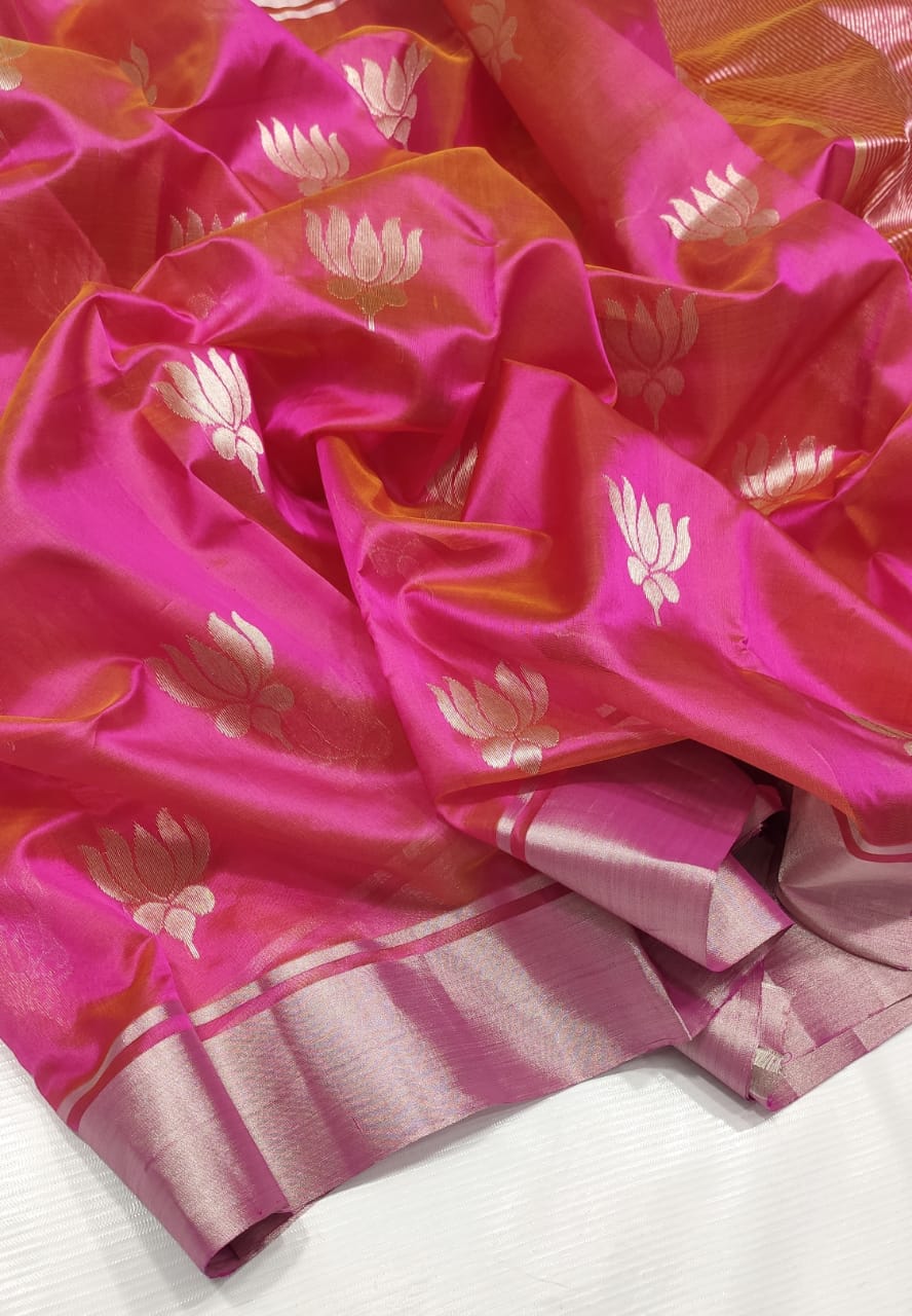 PINK LOTUS CHANDERI SAREE