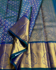 PEACOCK BLUE KANCHI SAREES