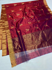 MAROON CHANDERI SAREE