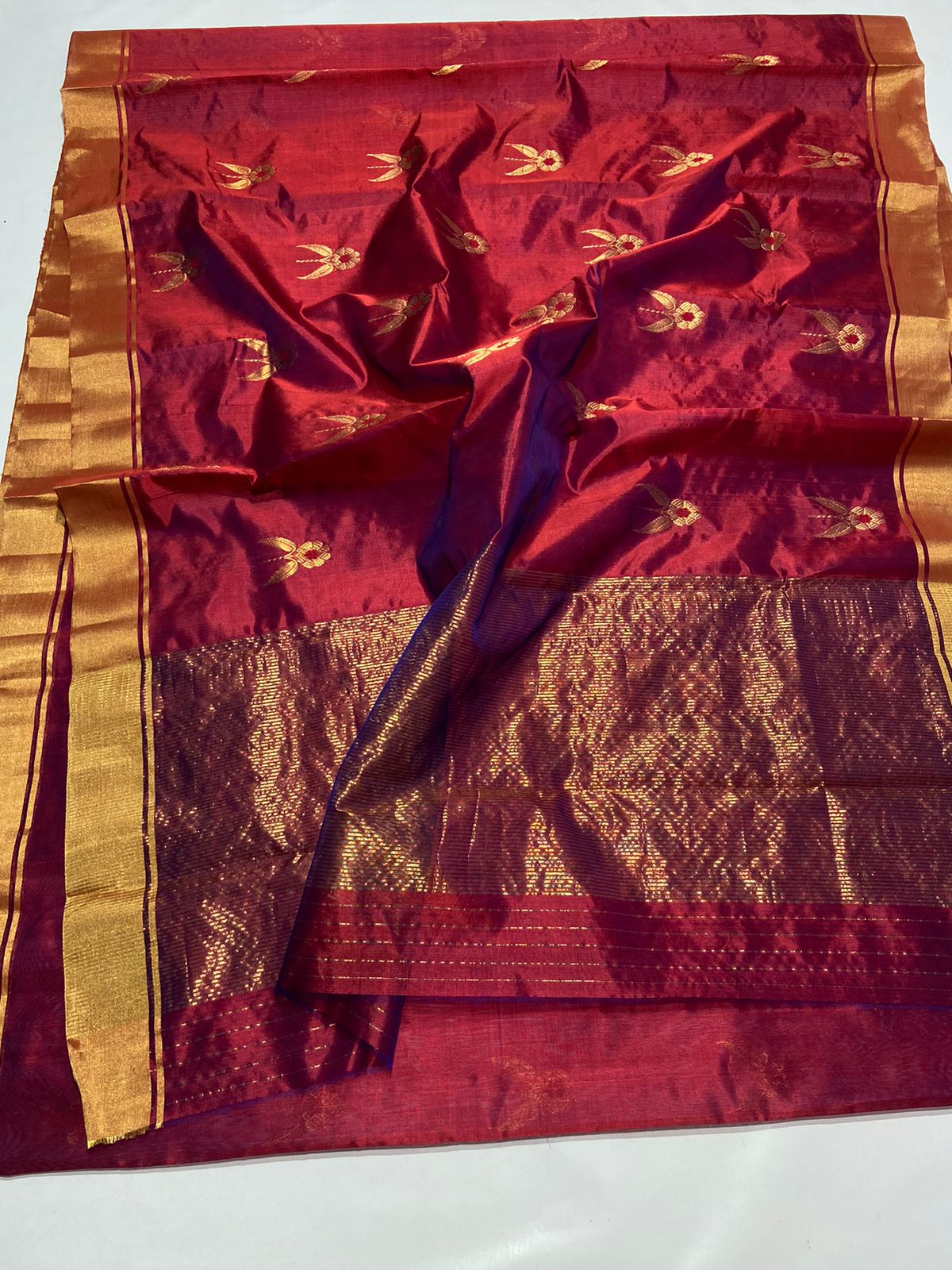 MAROON CHANDERI SAREE