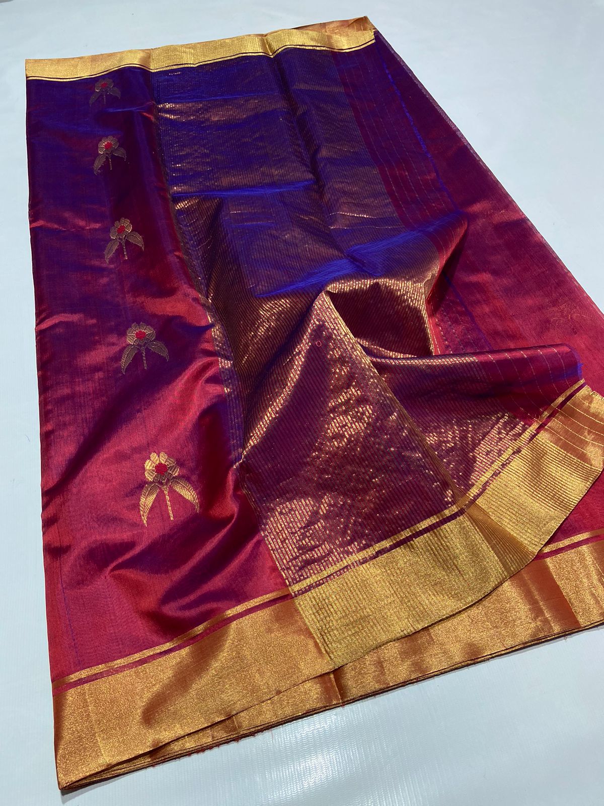 MAROON CHANDERI SAREE