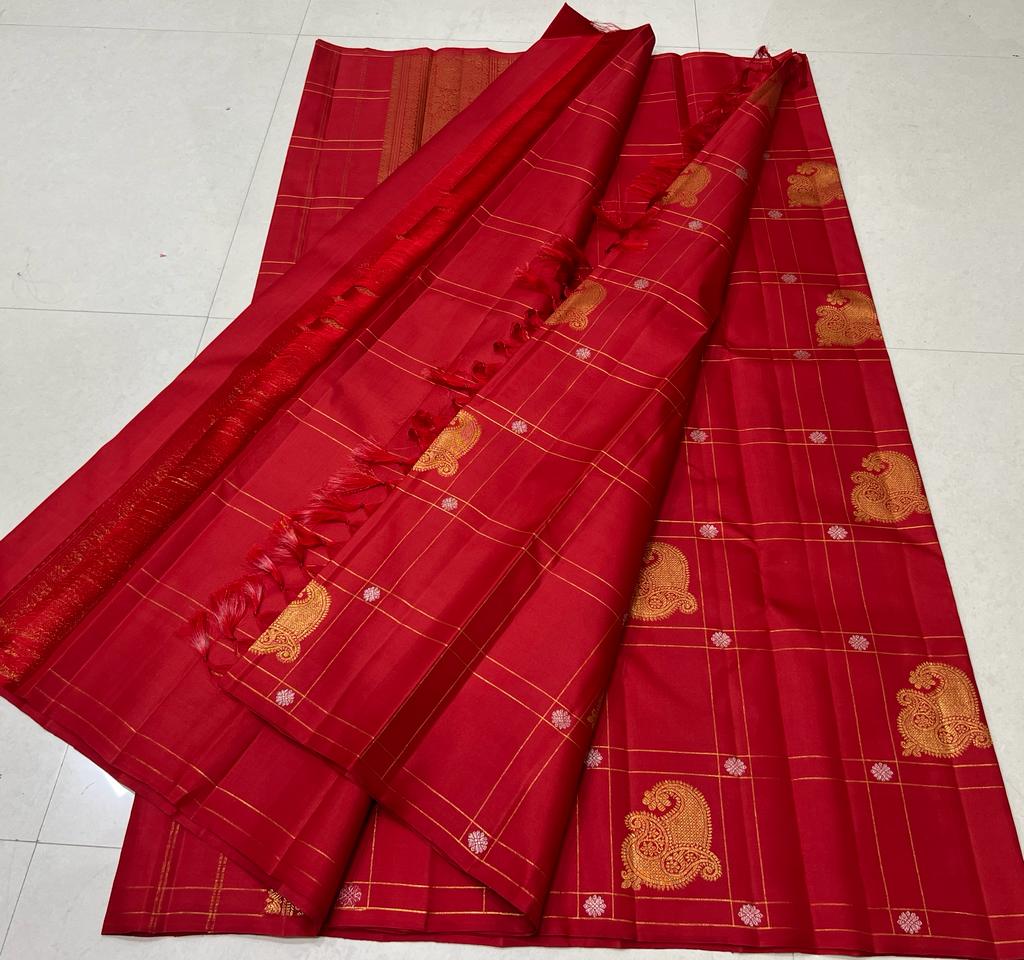 RED BORDERLESS SAREES