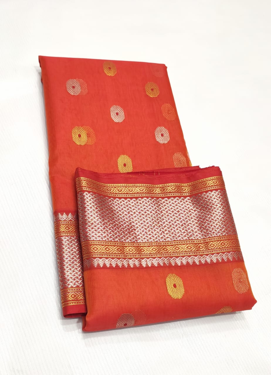 ORANGE CHANDERI SAREE