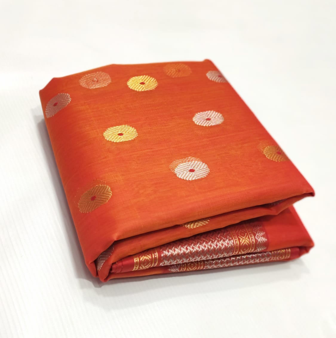 ORANGE CHANDERI SAREE