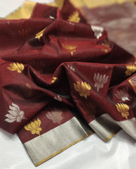 MAROON CHANDERI SAREE