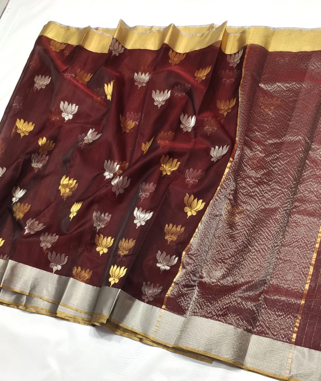 MAROON CHANDERI SAREE